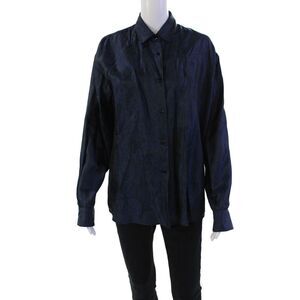 Kimberly Taylor Womens Button Down Long Sleeve Collared BlouseTop Blue Size S